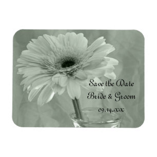 Magnet Flexible Pale Green Tinted Daisy Wedding Enregistrer la dat