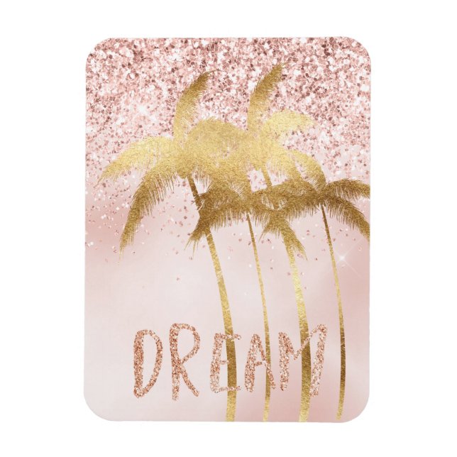 Magnet Flexible Palmiers d'or Pink Ombre Parties scintillant Dream (Vertical)