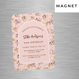 Magnet Flexible Pampas herbe fleurie rose or invitation anniversai
