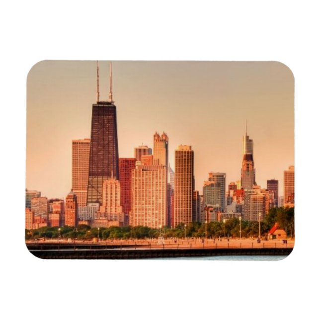 Magnet Flexible Panorama de Chicago skyline au lever du soleil (Horizontal)