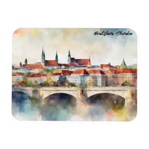 Magnet Flexible Panorama peinture aquarelle de Bratislava Slovaqui
