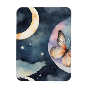 Magnet Flexible papillon aquarelle dans le ciel nocturne