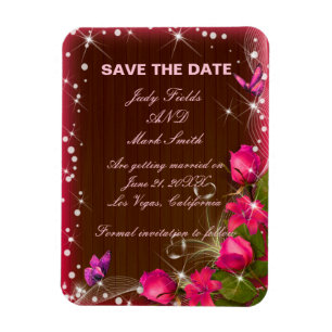 Magnet Flexible Papillon Floral Rose Rustique Bois Enregistrer La 