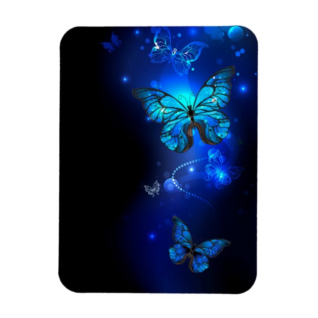 Magnet Flexible Papillon Morpho sur fond sombre (Vertical)