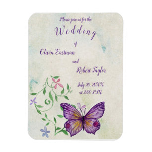 Magnet Flexible Papillon pourpre à aquarelle personnalisée