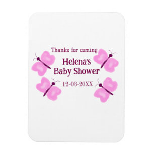 Magnet Flexible Papillon rose Baby shower aquarelle ajoutez nom