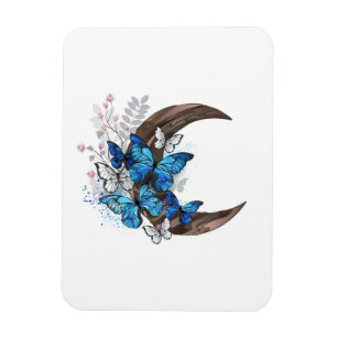 Magnet Flexible Papillons bleus sur croissant en bois