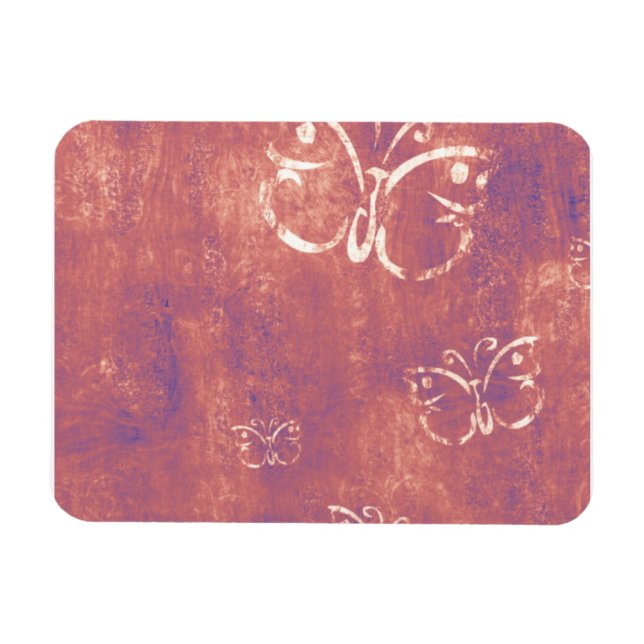 Magnet Flexible Papillons d'antiquités sur le violet et le rose (Horizontal)
