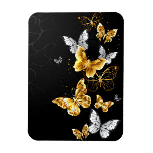 Magnet Flexible Papillons d'or et de blanc