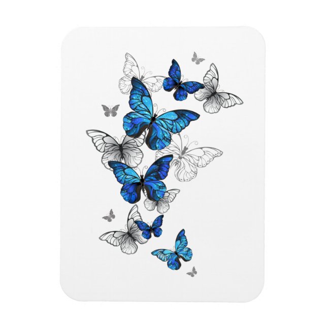 Magnet Flexible Papillons volants bleus Morpho (Vertical)
