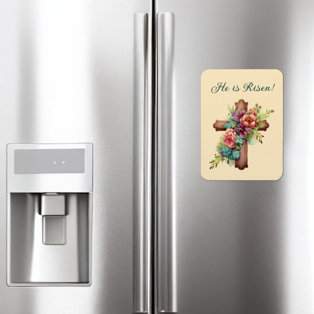 Magnet Flexible Pâques "Il est ressuscité" Croix florale (Créateur téléchargé)