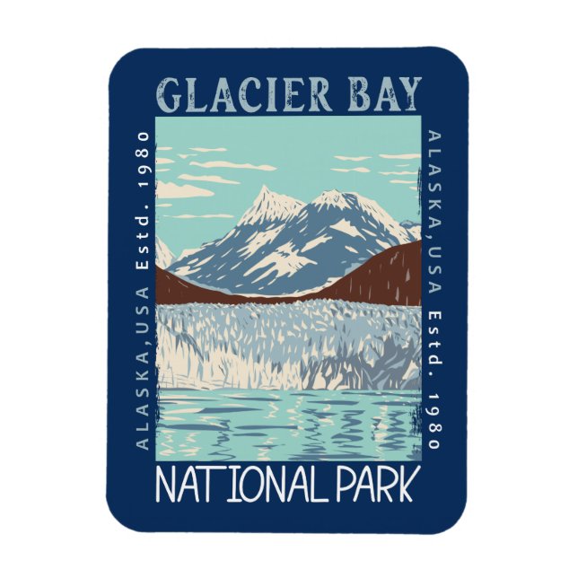 Magnet Flexible Parc national de Glacier Bay Alaska Rétro perturbé (Vertical)