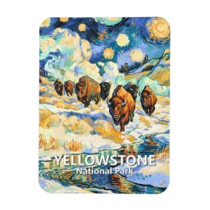 Magnet Flexible Parc national de Yellowstone Buffalo Vintage Hiver