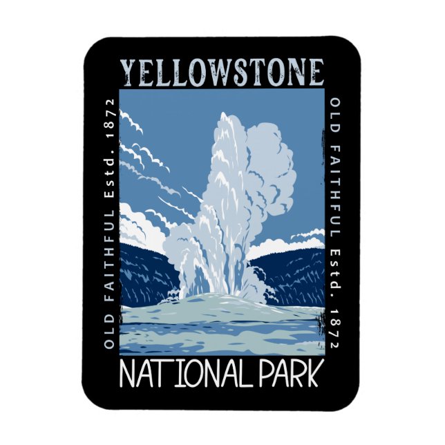 Magnet Flexible Parc national de Yellowstone Vieux fidèles en détr (Vertical)