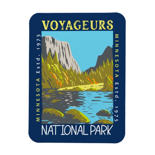Magnet Flexible Parc national des Voyageurs Minnesota Retro pertur (Vertical)