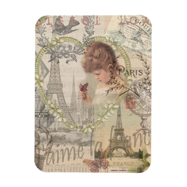 Magnet Flexible Paris France Jolie fille Eiffel (Vertical)