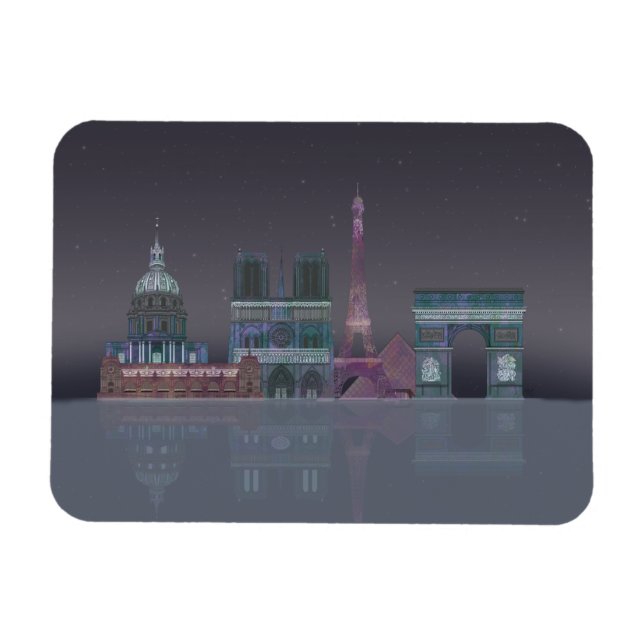 Magnet Flexible Paris Skyline Réflexions nocturnes (Horizontal)