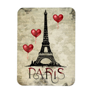 Magnet Flexible Paris, Tour Eiffel et Ballons du Coeur Rouge Scrip