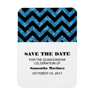 Magnet Flexible Parties scintillant Chevron bleu Quinceañera Magne