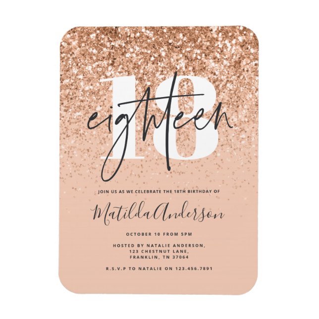 Magnet Flexible Parties scintillant de pêche moderne fille typogra (Vertical)