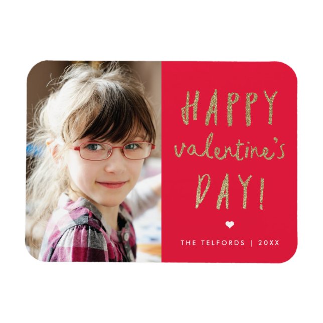 Magnet Flexible Parties scintillant d'or photo valentines jour (Horizontal)