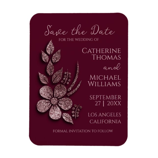 Magnet Flexible Parties scintillant d'or Rose moderne et élégant F (Vertical)