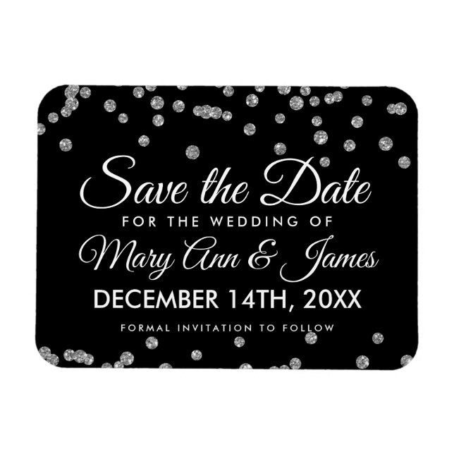 Magnet Flexible Parties scintillant en argent Confetti Mariage noi (Horizontal)