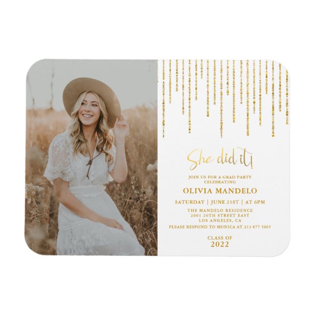 Magnet Flexible Parties scintillant Gold tendance Grad Party Photo (Horizontal)