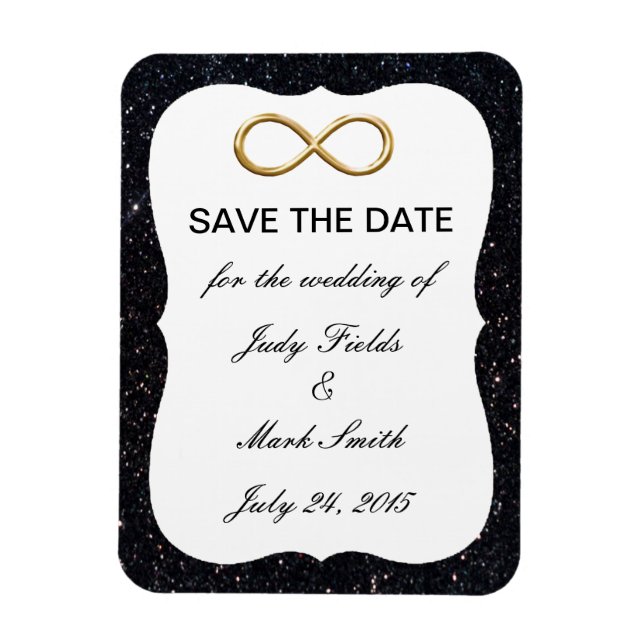 Magnet Flexible Parties scintillant Noire Gold Infinity Enregistre (Vertical)