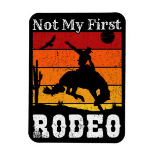 Magnet Flexible Pas mon premier Rodéo Cowboy Cowgirl Coucher du so