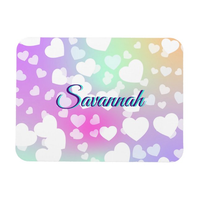 Magnet Flexible Pastel Falling Hearts Personnalisé (Horizontal)