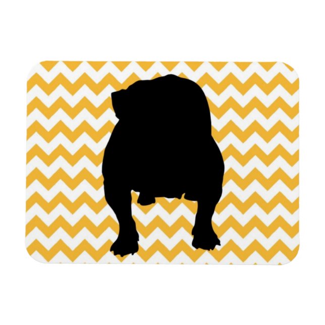 Magnet Flexible Pastel Orange Chevron Avec Ombre Bulldog Anglais (Horizontal)