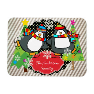 Magnet Flexible Patinage Pingouins Vacances Personnalisées Flexi M