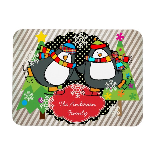Magnet Flexible Patinage Pingouins Vacances Personnalisées Flexi M (Horizontal)