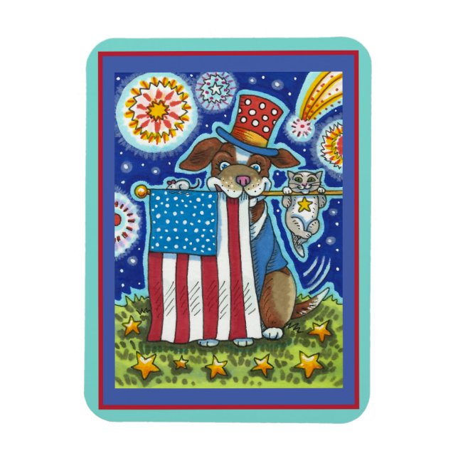 MAGNET FLEXIBLE PATRIOTIQUE DRAPEAU POIGNET CHIEN SOURIS CHAT, CUL (Vertical)