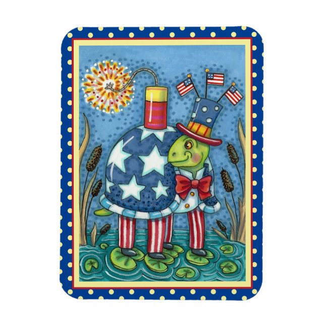 MAGNET FLEXIBLE PATRIOTIQUE ONCLE SAM TURTLE, FUNNY FIRECRACKER MÊ (Vertical)