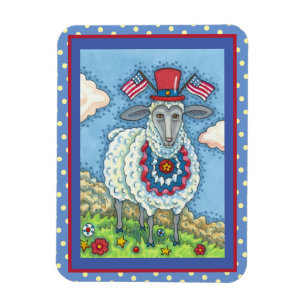 Magnet Flexible PATRIOTIQUE QUATRIÈME DE JUILLET SHEEP, Funny Folk