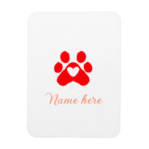 Magnet Flexible Patte de chien cœur rouge animal familier ajouter 