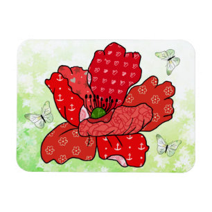 Magnet Flexible Pavot et papillons Aimant