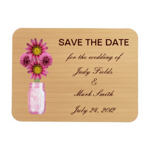 Magnet Flexible Pays Rustic Rose Mason Jar Enregistrer la date Mag