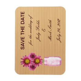Magnet Flexible Pays Rustic Rose Mason Jar Enregistrer la date Mag