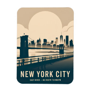 Magnet Flexible Paysage de New York Minimaliste Art Vintage Rivièr