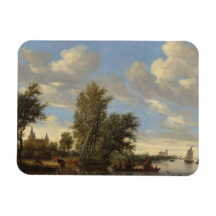 Magnet Flexible Paysage fluvial avec traversier, 1649 (huile sur t