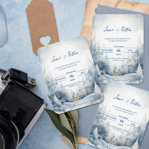 Magnet Flexible Paysage neigeux mignon Invitation de mariage hiver