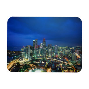 Magnet Flexible Paysage urbain de Singapour la nuit, Singapour