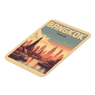 Magnet Flexible Paysage urbain rétro de Bangkok - Cadeaux de voyag