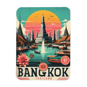 Magnet Flexible Paysage urbain rétro de Bangkok - Cadeaux de voyag