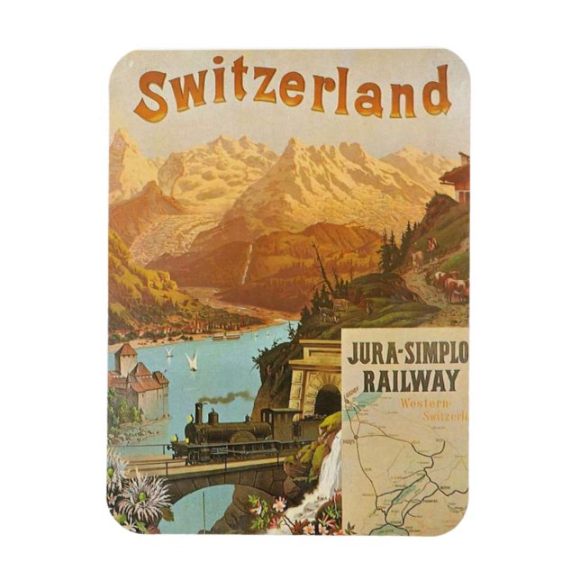 Magnet Flexible Paysages suisses captivants Chemin de fer Jura Sim (Vertical)