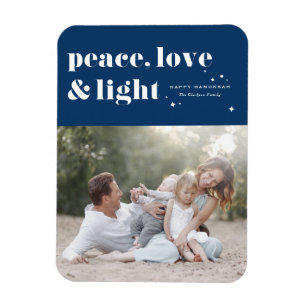 Magnet Flexible Peace Love and Light Navy Blue Hanoukka Photo
