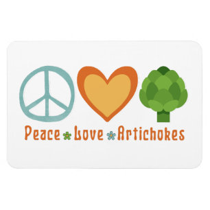 Magnet Flexible Peace Love Artichokes Vegan Veggie Hippie Foodie